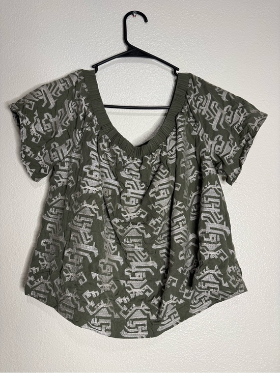 Skies Are Blue Tops - Skies are Blue Embroidered Aztec Off the Shoulder Cropped Blouse Sz M Oversized